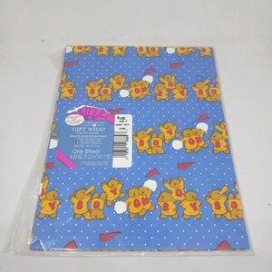 Vintage American Greetings Cheerleading Bear Gift Wrap Sheet-Birthday/Shower-NEW